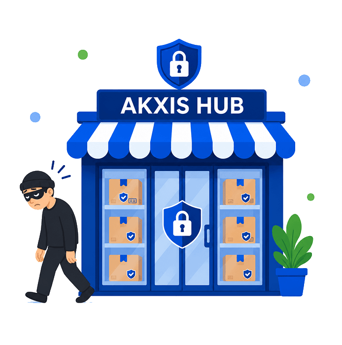 Ship to a verified Akxis Hub store — parcels stored safely, no porch theft